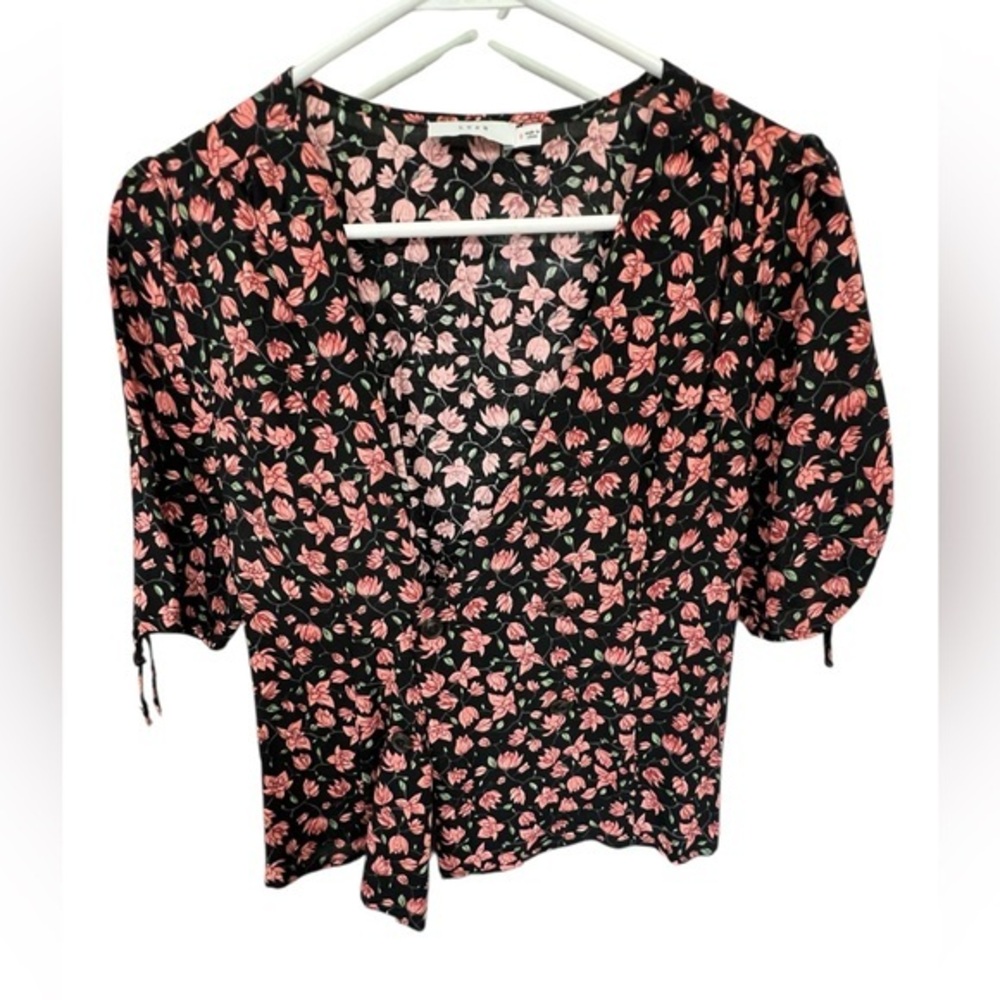 Lush Black and Pink Floral Blouse